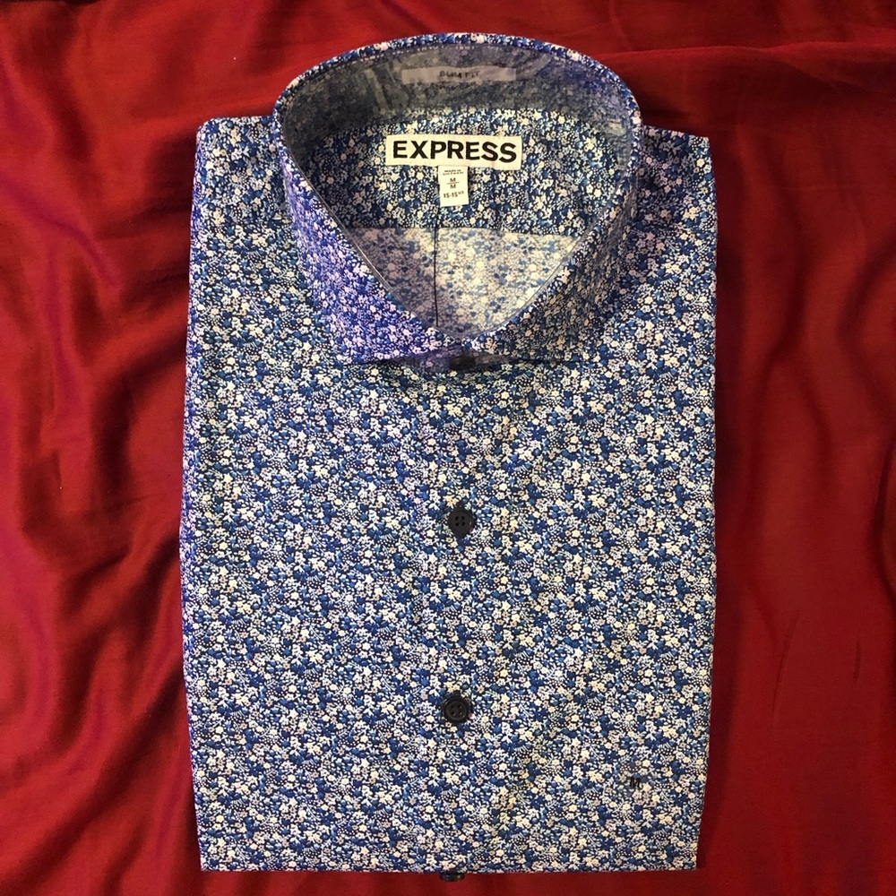 NEW WITH TAGS slim fit floral EXPRESS dress shirt